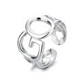 wholesale S925 Sterling Silver European and American Minimalist Geometric Chain Link Personalized Trendy Unisex Open Adjustable Ring-0-4