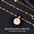 S925 Sterling Silver Fashionable Minimalist Moissanite Pendant Necklace-0-0