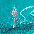 S925 Silver Moissanite Key Pendant Necklace, Creative and Minimalist-0-0