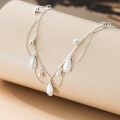 wholesale 990 Sterling Silver Fresh and Sweet Ins Style Niche Design Brushed Teardrop Light Bead Necklace Y02198-0-4