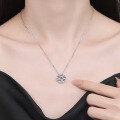 S925 Sterling Silver Full-Diamond Moissanite Four-Leaf Clover Pendant Necklace Wholesale-0-2