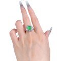 wholesale S925 Sterling Silver Exquisitely Set High Ice Green Chalcedony Elegant 8mm Cabochon Agate Ring, Hot Seller in Live Broadcasts-0-4