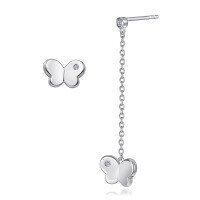 wholesale S925 Sterling Silver Hot Selling Minimalist Korean-style Student Asymmetric Butterfly Earring Ear Studs Wholesale Factory Dropshipping-Platinum 925 silver