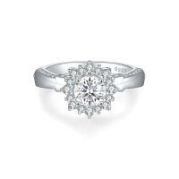 wholesale 925 Sterling Silver Women's Ring Designer Sense Brand Same Sunflower Style Wedding Band Silver Ring-Platinum US size 4#