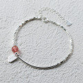 wholesale S925 Silver Fresh Sweet Ins Style Niche Design Strawberry Quartz Broken Silver Character Tag Bracelet S7246-0-0
