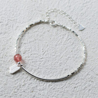 wholesale S925 Silver Fresh Sweet Ins Style Niche Design Strawberry Quartz Broken Silver Character Tag Bracelet S7246-S925 Silver-Bracelet 925 Silver