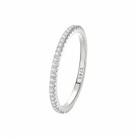 wholesale 925 Sterling Silver Plain Band Moissanite Row Diamond Ring for Women, Minimalist and Versatile Elegant Ring, Ins Style Pinky Ring-925 Silver & Gold US Size 6