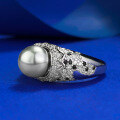wholesale Metal material with designer-style 8mm pearl ring paired with lavishring band, hot sale on live broadcast-0-1