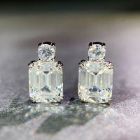 wholesale S925 Sterling Silver Rock Sugar Necklace for Women with Zircon Gemstone Colored Gem Choker Chain Emerald Cut High Carbon Diamond Pendant Set-White Diamond-ED088 925 Silver