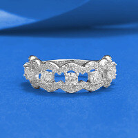 wholesale S925 Silver Zhuo Zhifan Jewelry New Double-Layer Lace Ring with Soft Lines and Diamond-Accentuated Design, Stackable Wedding Ring for Women-R1504 Double Lace Ring Size 5