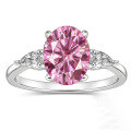 wholesale S925 Sterling Silver Cross-Border Wholesale 3-Carat Oval Moissanite Ring for Women, European and American Oval Ring Silver Jewelry Light Luxury-0-11