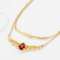wholesale S925 Sterling Silver Korean Japanese Fashion High-End Teardrop Shaped Garnet Necklace Minimalist Collarbone Chain Wholesale-0-2
