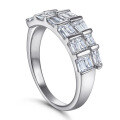 wholesale 925 Sterling Silver Square Diamond Snake Ring for Women, Fashionable European and American Rectangular Zircon Open Snake Ring-0-4