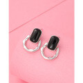 wholesale 925 Sterling Silver Black Agate Earrings for Women, Light Luxury Niche New Earrings, Simple and Elegant Studs with a High-End Feel-0-0