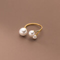 wholesale S925 Silver Shell Pearl Synthetic Pearl Ring Adjustable Index Finger Jewelry J9452-0-3