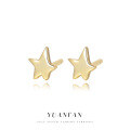 wholesale S925 Sterling Silver Asymmetric Five-Pointed Star Stud Earrings, Minimalist Shiny Mini Star Earrings-0-0
