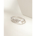 wholesale 925 Sterling Silver Leaf Ring for Women, Small and Unique Design, Light Luxury and Versatile Index Finger Ring, Adjustable Open Leaf Ring-0-2