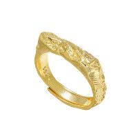 wholesale S925 Sterling Silver 823 Korean Style Personality Ring, Minimalist Niche Textured Geometric Square Ring for Women-18K Gold [No. 14/Adjustable] Opening adjustable