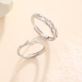 wholesale Pure Silver Niche Design Branch with Blossoming Leaves Couple Rings Engravable for Valentine's Day Gift, His and Hers-0-0