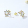 wholesale S925 Silver Japanese Sunflower Small Sun Synthetic Opal OPAL Earrings Women's White Opal Jewelry Ear Studs-0-1