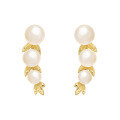 wholesale S925 Silver Plated with 14K Gold, Dunli Jewelry New Simple and Versatile Elegant Pearl Earrings with a High-End Feel-0-0