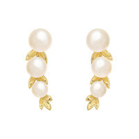 wholesale S925 Silver Plated with 14K Gold, Dunli Jewelry New Simple and Versatile Elegant Pearl Earrings with a High-End Feel-Pearl earrings 925 silver