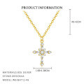 wholesale S925 Sterling Silver Super Sparkly Zirconia Cross Necklace Set With Matching Earrings,-0-5