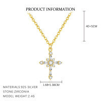 wholesale S925 Sterling Silver Super Sparkly Zirconia Cross Necklace Set With Matching Earrings,-A4026_White Zirconium_18K Yellow Plating_Swimming Paint_Palladium Base 925 Silver