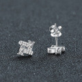 Sterling Silver Moissanite Earrings, Rectangular Design, Wholesale for Cross-Border-0-1