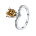 wholesale S925 sterling silver wholesale 2-carat crown teardrop pear-shaped moissanite ring women's jewelry high-end accessories-0-8