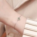 wholesale 925 Silver Plated 10K Gold Japanese Minimalist Style Geometric Shield-shaped Moss Green Bracelet for Women Wholesale-0-2