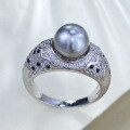 wholesale S925 Sterling Silver Style "Rich Lady's Joy" Design 8mm Women's Ring with Luxurious Inlay-0-1