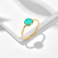 wholesale S925 sterling silver plated with 14K gold summer new square turquoise white crystal fresh ring for women-0-1