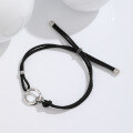 wholesale S925 Sterling Silver Minimalist Design Interlocking Rings Couple Bracelet Double Ring Braided Rope Hand Accessory Valentine's Day Gift-0-2