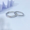 wholesale S925 silver pair of Twin Love Knot couple rings, unique design with adjustable opening, perfect as a birthday gift for boyfriend or girlfriend-0-0