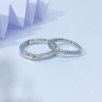 wholesale S925 silver pair of Twin Love Knot couple rings, unique design with adjustable opening, perfect as a birthday gift for boyfriend or girlfriend-PR003035-1>Opening adjustable