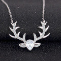wholesale S925 Sterling Silver Cross-Border Women's Necklace Wholesale Korean Style Fashion Personalized "Deer with You" Pendant Collarbone Chain Drop Shipping-0-3