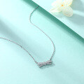 wholesale 925 Silver Amazon Best-Selling European and American Fashion Women's Bow Necklace Sterling Silver Collarbone Chain Ins Style Silver Jewelry Wholesale-0-3