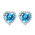 wholesale 925 Sterling Silver European and American Gemstone Heart Earrings for Women, Colorful Zircon Heart-shaped Stud Earrings, High-Quality Wholesale-0-7