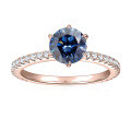 wholesale 18k rose gold plated S925 silver, new cross-border royal blue round 65mm moissanite ring for women-0-0