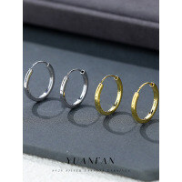 wholesale Metal S925 Silver Minimalist Cool-Toned Simple Hoop Earrings for Women,-E1758-Gold 2CM 925 Silver