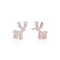 wholesale S925 Sterling Silver Zircon Deer Earrings, Minimalist Women's Stud Earrings Wholesale from Source Factory-0-4