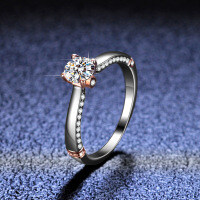 Silver Moissanite Ring Four-Prong Setting Women's Live Stream Jewelry-50 points (empty load)  16 yards