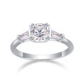 925 Silver Cross-Border Cushion Cut Moissanite Ring-0-3