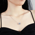 S925 Silver Wholesale Necklace, Emerald Cut Moissanite Square Full Diamond Collarbone Chain-0-0