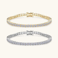 wholesale S925 Sterling Silver European and American Cross-Border Moissanite Tennis Bracelet, Versatile and High-End Light Luxury Style Wholesale Jewelry-White (17cm-5.2 carats)  925 silver