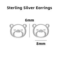wholesale 925 Silver Cute Animal Pure Silver Stud Earrings Element Simple Minimalist Light Luxury Style Non-removable Earrings-Single Diamond Bear Sterling Silver Earrings