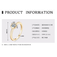 18K Gold Plated 925 Silver D Color Moissanite Four-Leaf Clover Ring-Small bubble ring [K gold]  9.5 US dollars