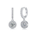 wholesale 925 Sterling Silver Fashionable and Elegant Ear Clips, Light Luxury High-End Feeling, Live Streaming Hot Selling Moissanite Long Circle Earrings-0-4