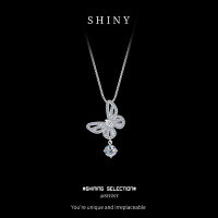 S925 Sterling Silver Moissanite Queen Iris Pendant Necklace-S925 sterling silver with 50 point moissanite